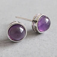 Purple Crystal JShine Розовый Фиолетовый Кристалл Синий Песок камень лунный камень Малахит серьги гвоздики 925 стерлингового серебра серьги для женщин ювелирные украшения - Окраска металла: Purple Crystal