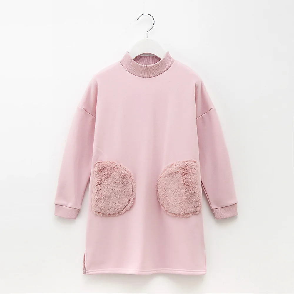 Школьные бархатные толстовки теплые платья для девочек прямые флисовые