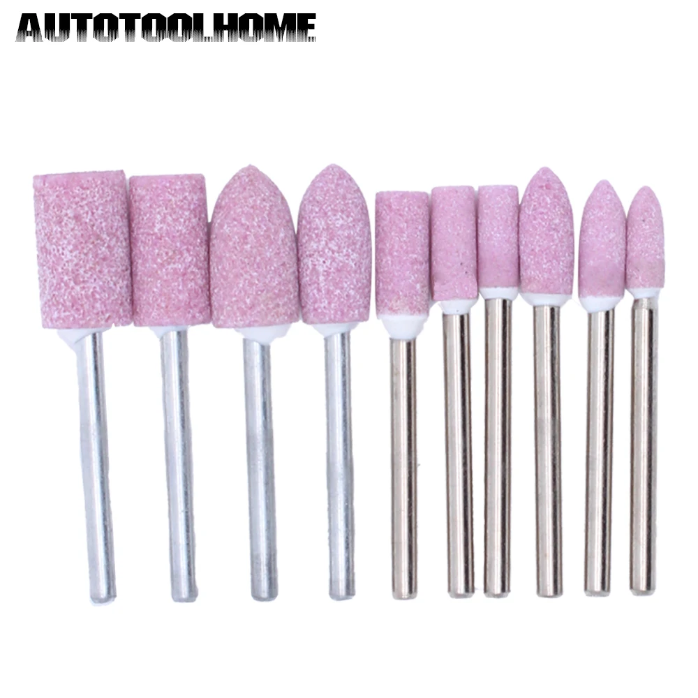 AUTOTOOLHOME 10 шт. абразивный монтируемый камень цилиндрический для Dremel 3000 4000 вращающиеся инструменты шлифовальный камень головка колеса