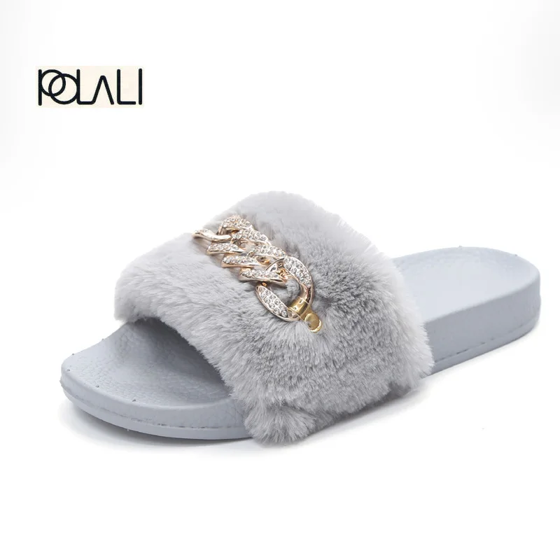 Домашние меховые тапочки 2022 теплая обувь на платформе женские мягкие слипоны