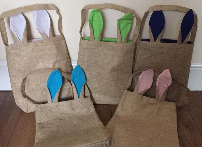 Сумка из хлопка и льна для охоты на пасхальные яйца сумка тоут с ушами зайчика