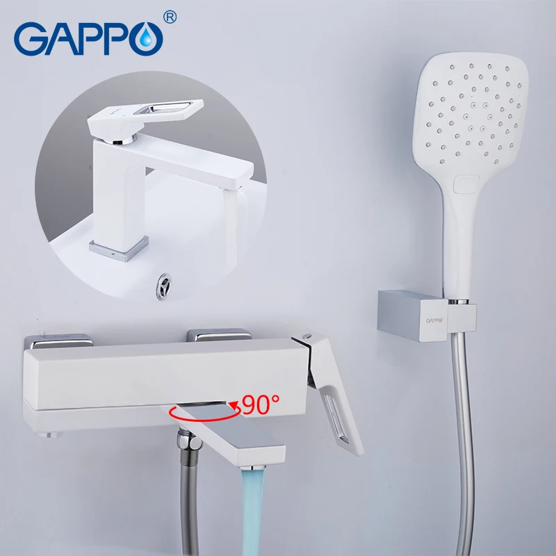 Смесители для ванны GAPPO латунный кран хромированный и белый цвет Душевая