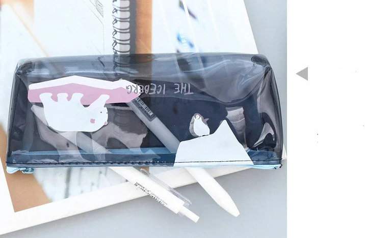 Креативный полупрозрачный пенал из ПВХ с пингвином полярным медведем для детей