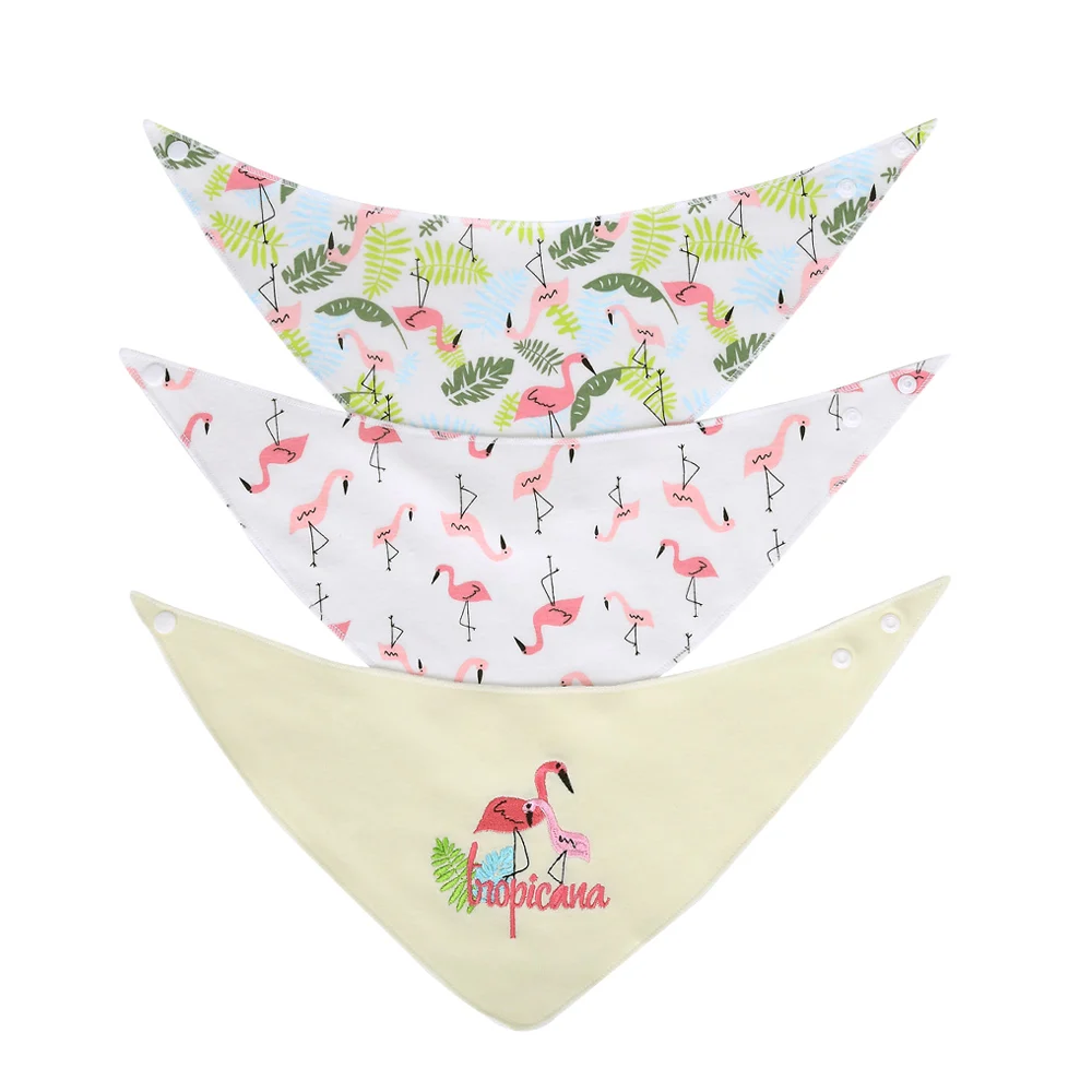 Flamingo Детские нагрудники набор 3 шт./компл. из дышащего хлопка нагрудники для вытирания слюней младенцев мягкие Полотенца для новорожденных хлопковая кепка с прямым козырьком, нагрудники - Цвет: Flamingo