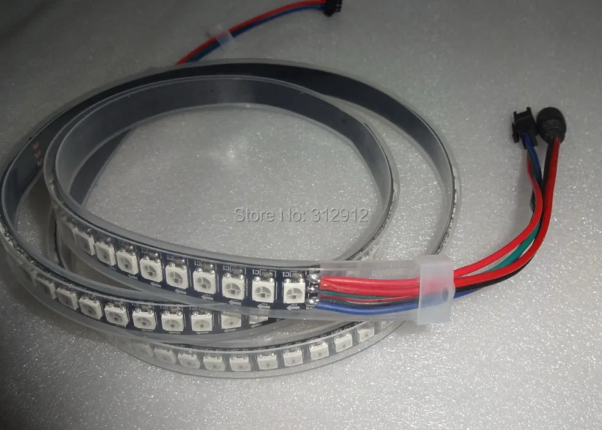 1M long 144leds/m WS2812B(5050 rgb led with WS2811 IC built-in) pixel strip DC5V waterproof in silicon tube BLACK PCB | Лампы и