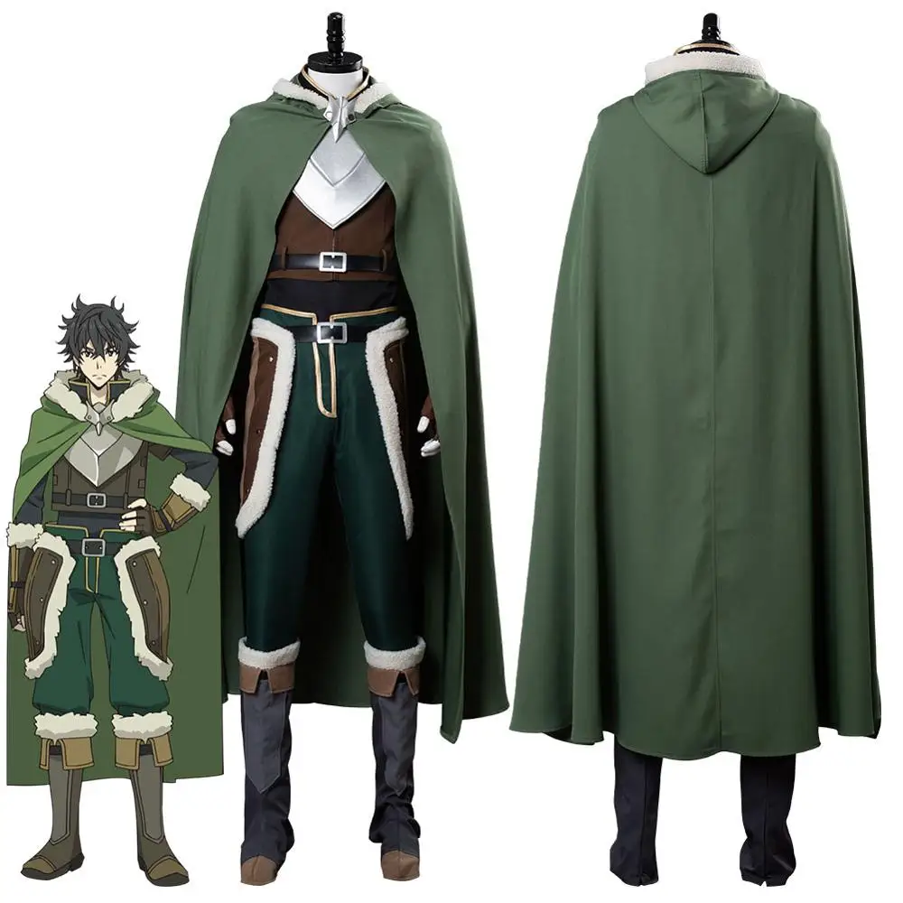 The Rising of the Shield Hero Iwatani Naofumi Карнавальный костюм Тренч Обувь с париком Полный