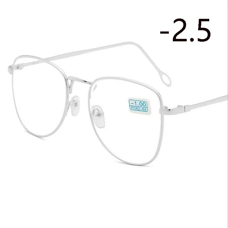 Myopia 250 Ретро очки для близорукости с металлическим покрытием, для женщин и мужчин, овальные диоптрийные очки по рецепту, Черная/Серебристая/Золотая оправа-1,0-1,5-2,0-4,0 - Цвет оправы: Myopia 250