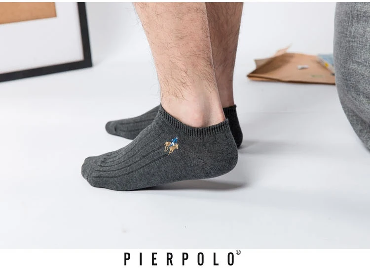 5 пар, бренд Pier Polo, весенние невидимые мужские носки до щиколотки, повседневные хлопковые носки-тапочки с закрытым носком, короткие мужские носки