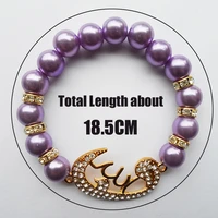 2022 new women purple pearl muslim mala prayer beads bracelets jewellery with stretch