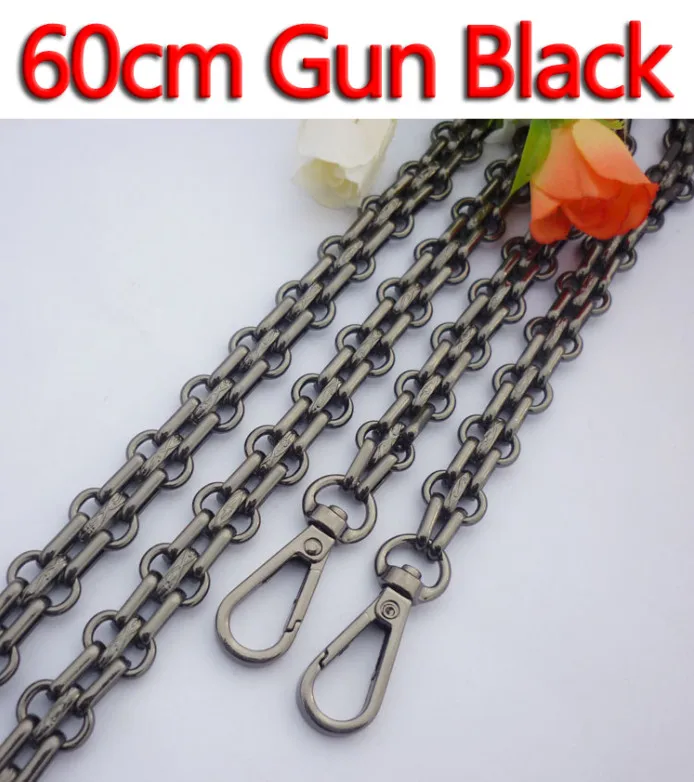 60cm Gun Black Сделай Сам золото, серебро, черный пистолет, винтажная бронзовая 12 мм металлическая сменная цепь, ремешки для сумок, сумок, кошельков - Цвет: 60cm Gun Black