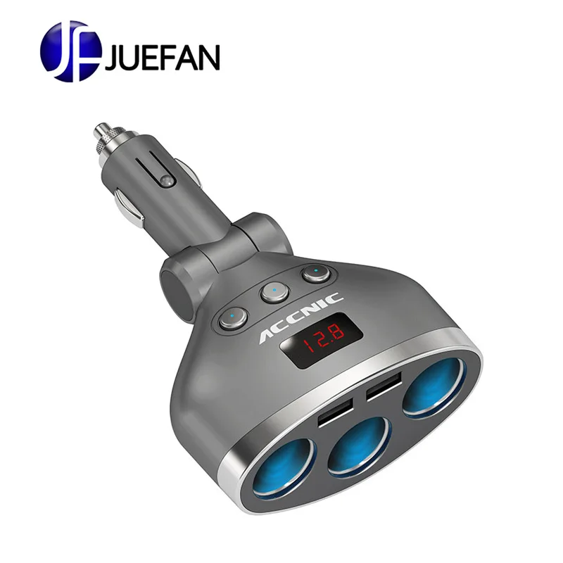 One for three cigarette lighter multi-function with switch one minute two USB mobile phone car charger plug | Автомобили и