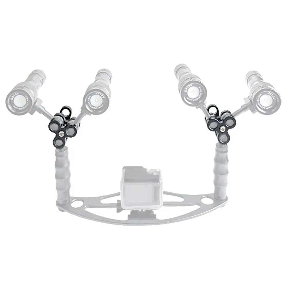 

Aluminum Ball Joint Arms 3 Section Ball Clamp 3 Mount Hole for Diving Underwater Photography Camera Arm Tray GoPro LED Light