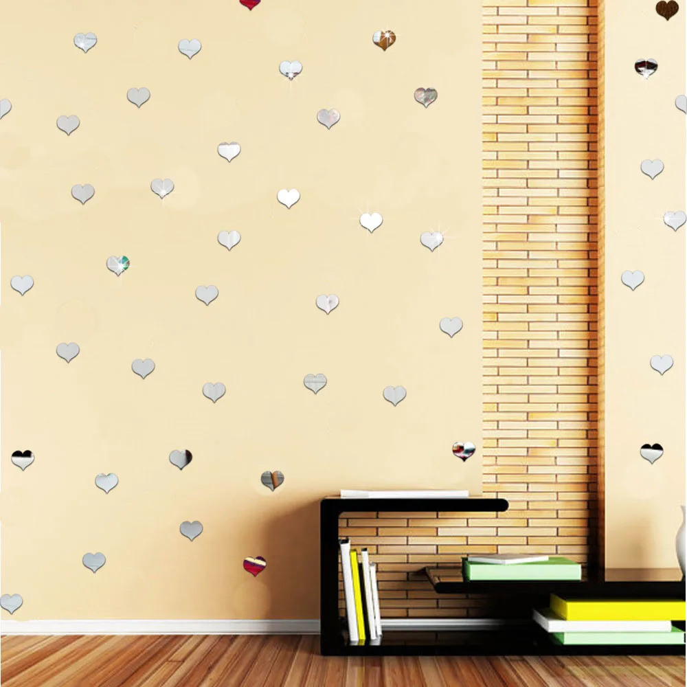 100 шт./компл. 2*2 см Акриловые зеркальные декоративные Стикеры Wall Art для художественного оформления ногтей, ручная работа, зеркальные настенные Стикеры s для детей номеров домашний декор