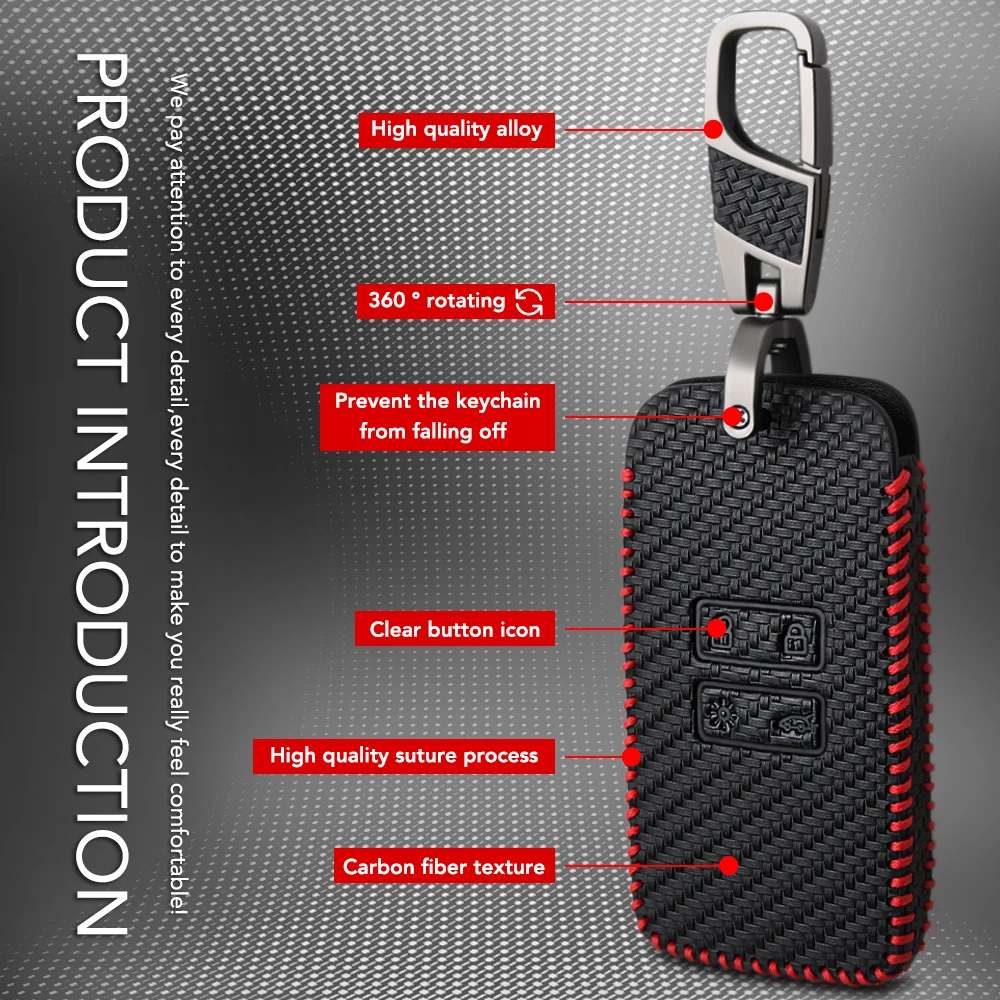 Чехол для автомобильного ключа из углеродной Кожи Renault Kadjar Clio Megane 2 3 4 R.S Koleos Logan Scenic
