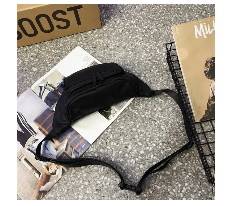 Fashion Fanny Pack Black Waterproof Money Belt Bag Men Purse Teenager's Travel Wallet Belt Male Waist Bags Crossbody Chest Bag
