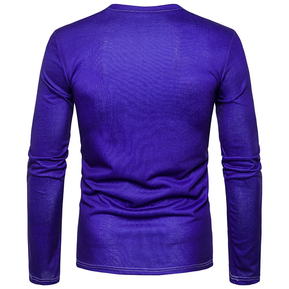 Осень Slim Fit Мужской Homme Причинно v-образным вырезом футболка Новое поступление 3D