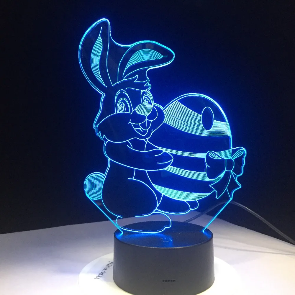 

New Cute Rabbit Carry Egg Ball Carrot Visual Lamp Colors Changing LED Night Light Illusion Table Lamp For Kids Baby Bedroom