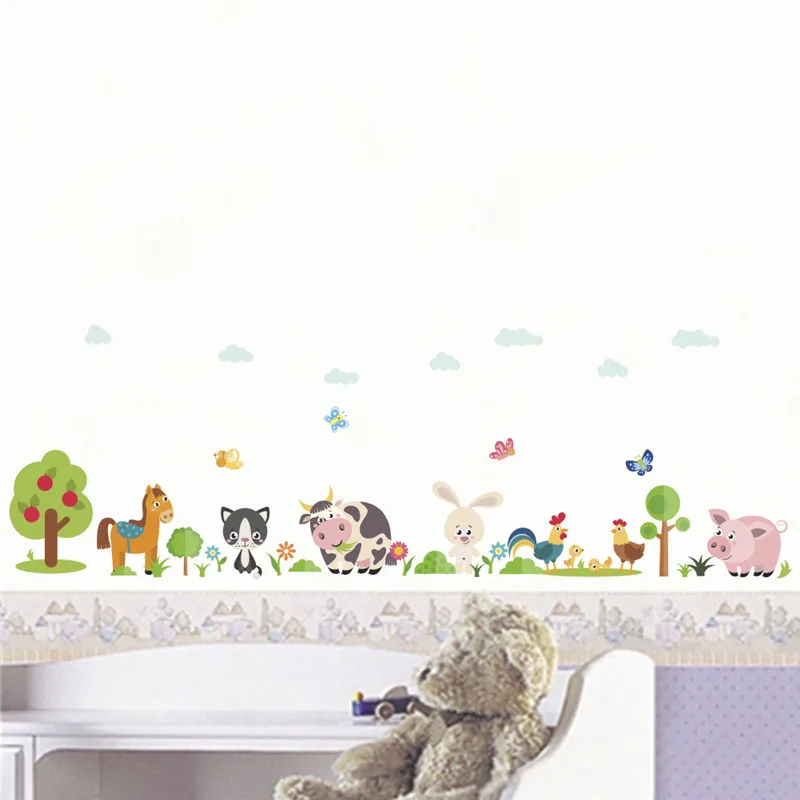 monkey tiger lion elephant animal wall sticker for kids room children bedroom decal | Дом и сад