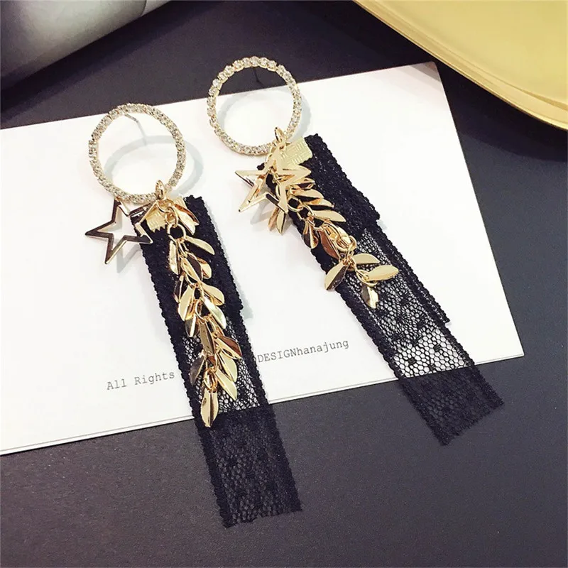 Модные длинные жемчужные серьги со звездами и жемчугом с кисточками золотые