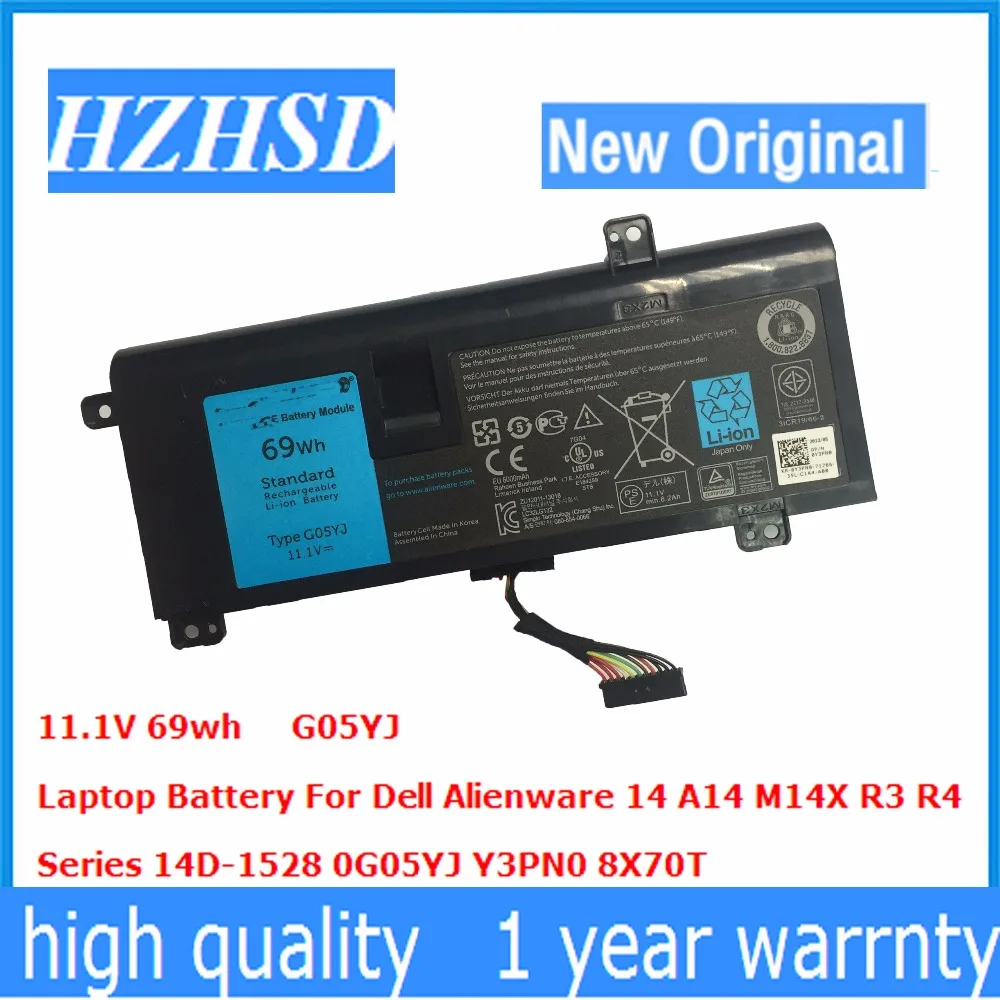 Новый оригинальный аккумулятор G05YJ для ноутбука Dell Alienware 14 A14 M14X R3 R4 серии 14D 1528 0G05YJ