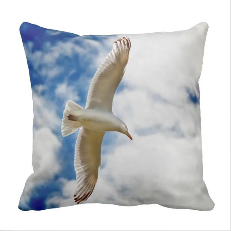 Чехол на подушку Seagul в полете с синим небом и белым облаком|pillow case|throw pillow casescase |