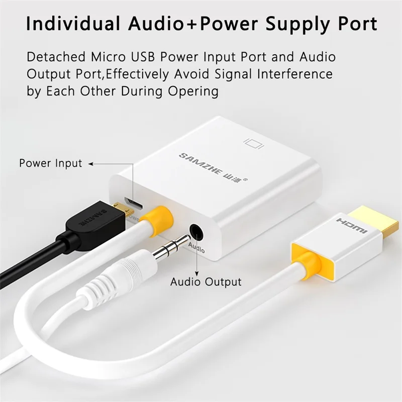 SAMZHE HDMI VGA Ада P тер конвертер 1080 Аудио and видео кабель с Питание аудио ou UT для