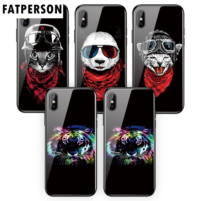 Dark series Animal element чехол из закаленного стекла для телефона iphone 5 6 7 8 6s 6splus 7plus 8plus x xr xs