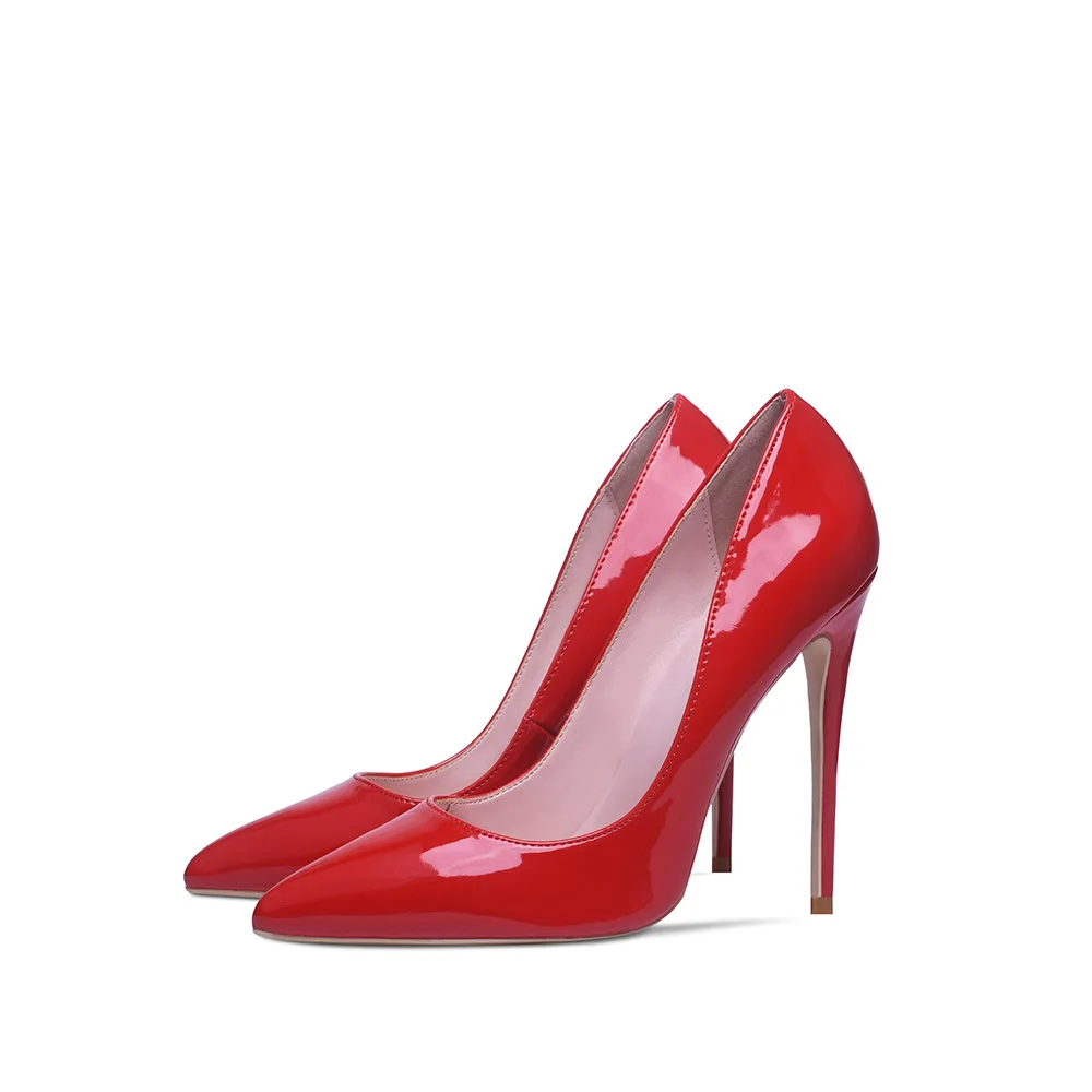 Red Tacones/женские туфли-лодочки на высоком каблуке 12 см; пикантные женские свадебные туфли на шпильке с острым носком; Talon Femme; черные туфли на каблуке; большие размеры - Цвет: Red
