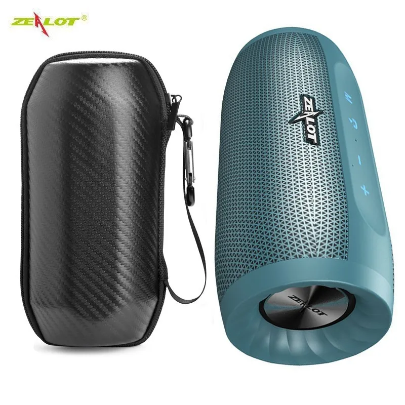 Blue With Case Zealot S16 портативный Bluetooth динамик открытый беспроводной бас Колонка 3d стерео звук сабвуфер Водонепроницаемый Sd/tf слот для карты - Цвет: Blue With Case