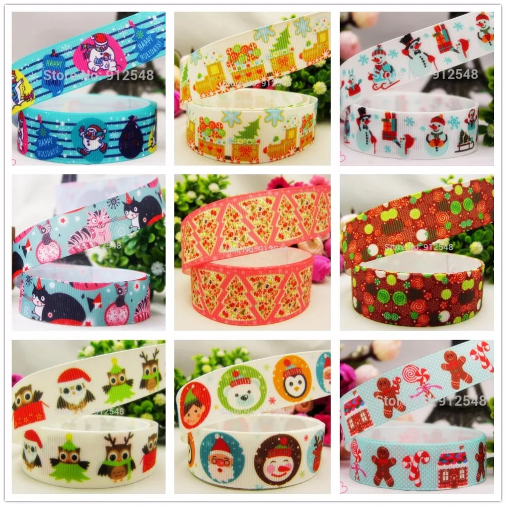 1591960 22 мм 1 м Рождество серии печать лент DIY Craft материалы печати.|printed ribbon|diy craft