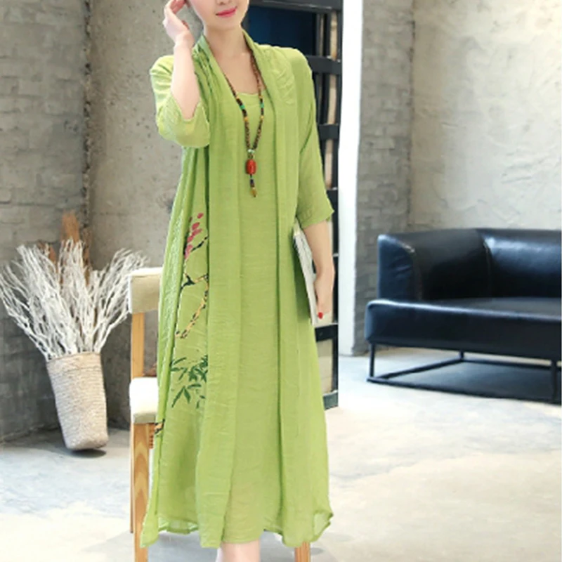 Шифоновое летнее платье новинка 2019 ретро народный стиль женские свободные