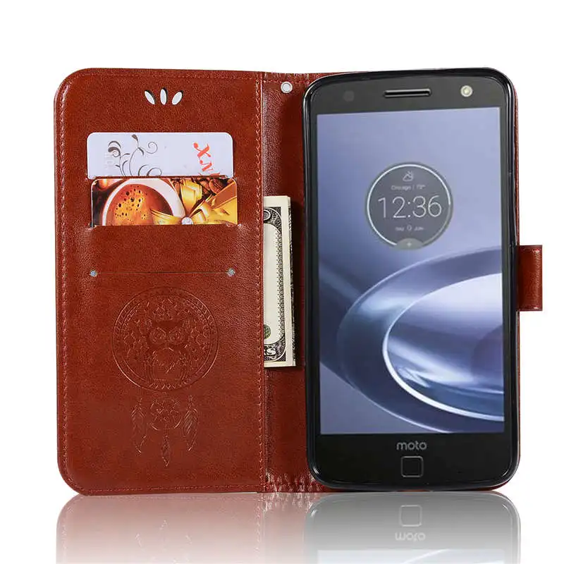 Чехол-книжка из искусственной кожи с тиснением в виде милой Совы и птицы для MOTO Z