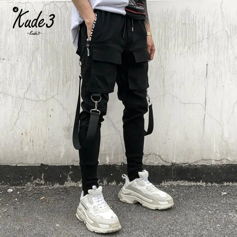 Для мужчин Мульти карман эластичный пояс дизайн 2019 шаровары Street Punk хип хоп