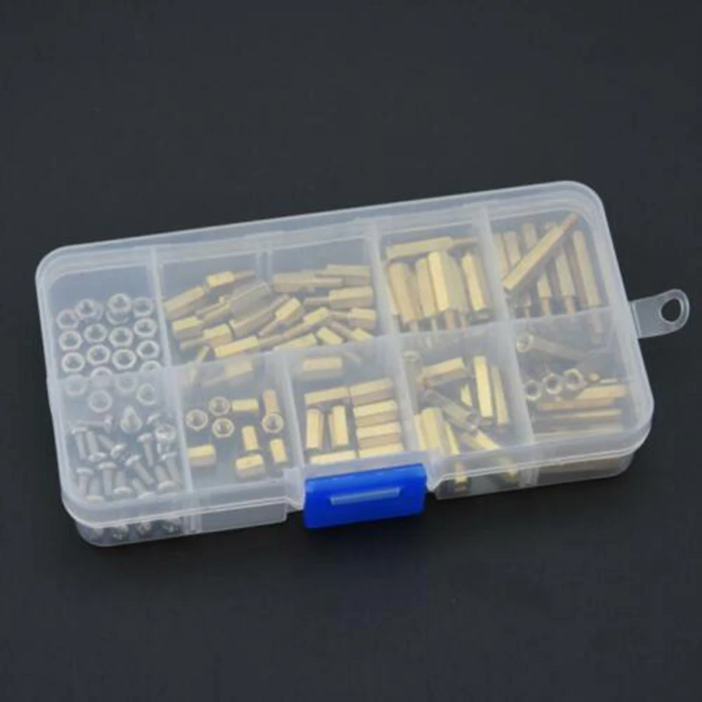 

120Pcs M3 Male And Female Brass Standoff Spacer Bearing Washer PCB Board Hex Screw Nut Assortment