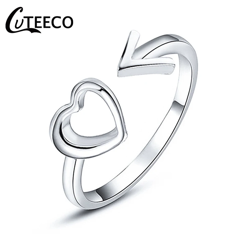CUTEECO Простые Модные Сердце Регулируемый вечерние кольца для женские обручальные кольца женское кольцо ювелирные изделия винтажный, с серебряным покрытием - Цвет основного камня: Silver