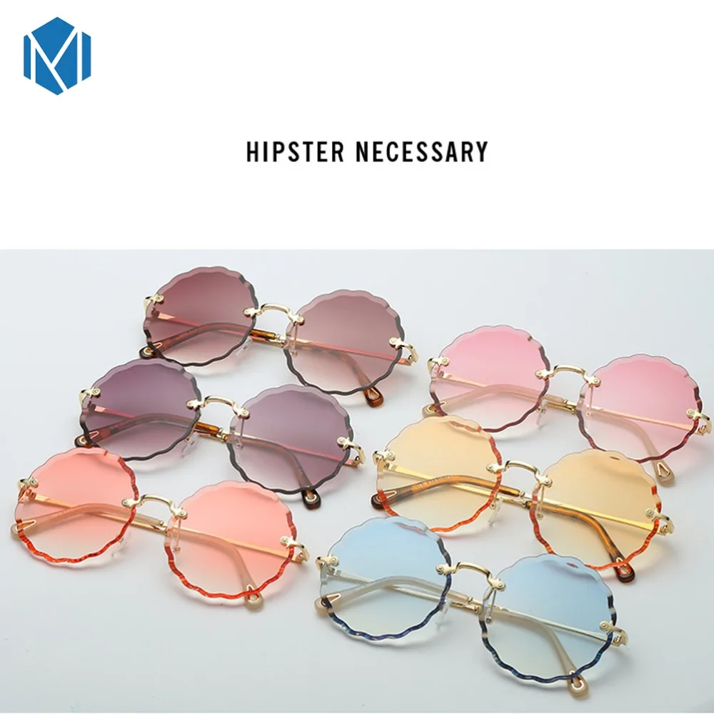 MISM цветочные солнцезащитные очки безрамные обрезные женские с океанскими