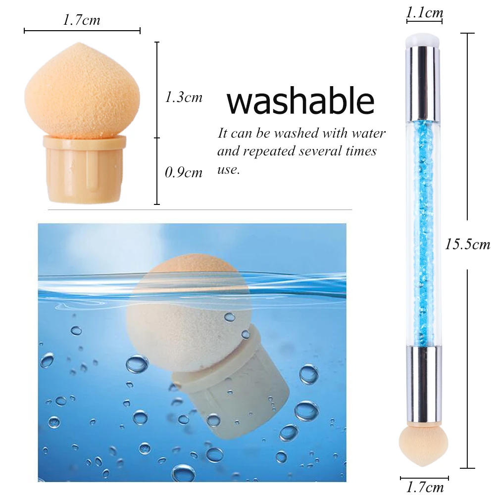 1 шт. двухсторонняя кисть для ногтей ручка УФ градиентное покрытие гелем Блум губка переноса изображений