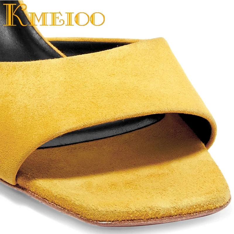 Женские босоножки без шнуровки Kmeioo летние туфли задника на среднем каблуке |
