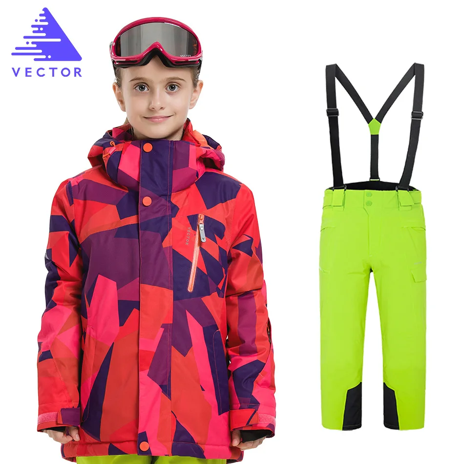 Векторные профессиональные детские лыжные костюмы теплые водонепроницаемые