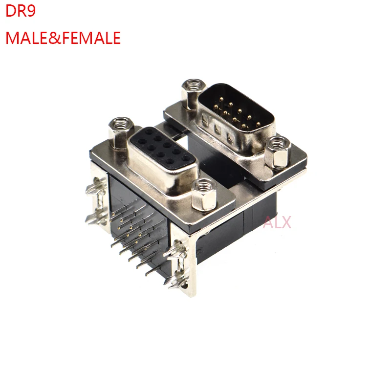 doubule DR9 DB9 Mixed MALE female PCB Mount serial port CONNECTOR RIGHT ANGLE D-Sub RS232 COM CONNECTORS Adapter 9 PIN 9P | Обустройство