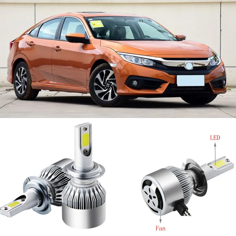 2 шт. 9005/HB3 6500K Однолучевые светодиодные фары Противотуманные лампы для Honda Civic 2006
