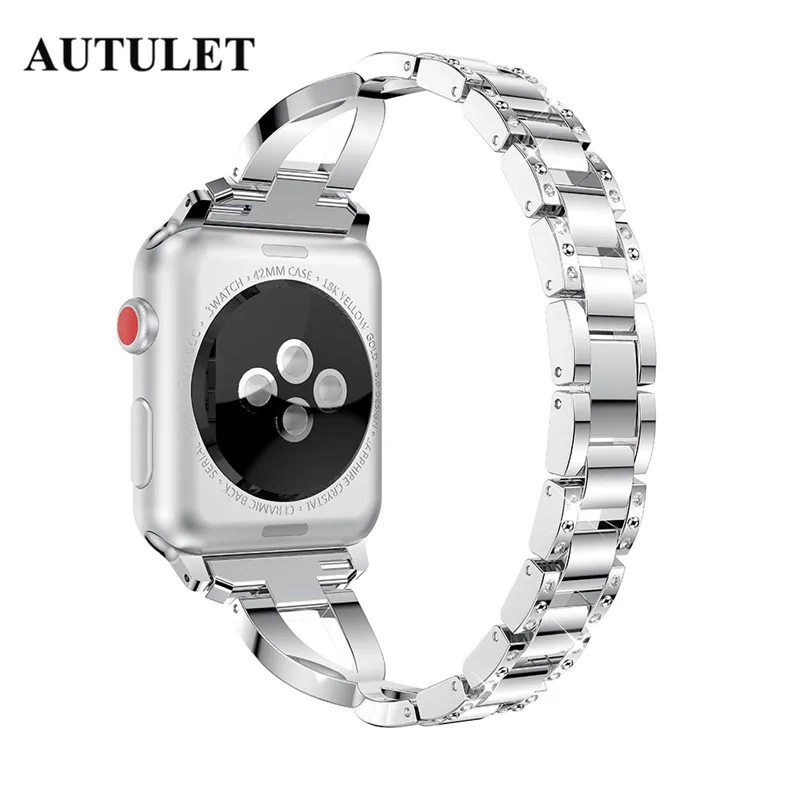 Ремешок из нержавеющей стали для Apple watch 38 мм 42 мужчин женщин Bling Watch браслет цена