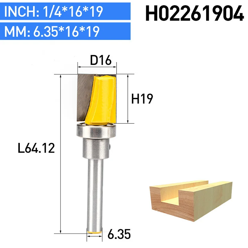 H02261904 HUHAO 1 шт. 1/" хвостовик деревообрабатывающий фрезы заусенцы резак имитация дерева фрезы ЧПУ Очистка снизу бит с подшипником - Длина режущей кромки: H02261904