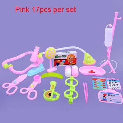 Pink 17pcs Набор доктора для детей, ролевые игры, набор игрушек доктора медсестры, ролевые игры, кукольный домик для маленьких мальчиков и девочек 3 лет, набор dokter, игровой набор - Цвет: Pink 17pcs