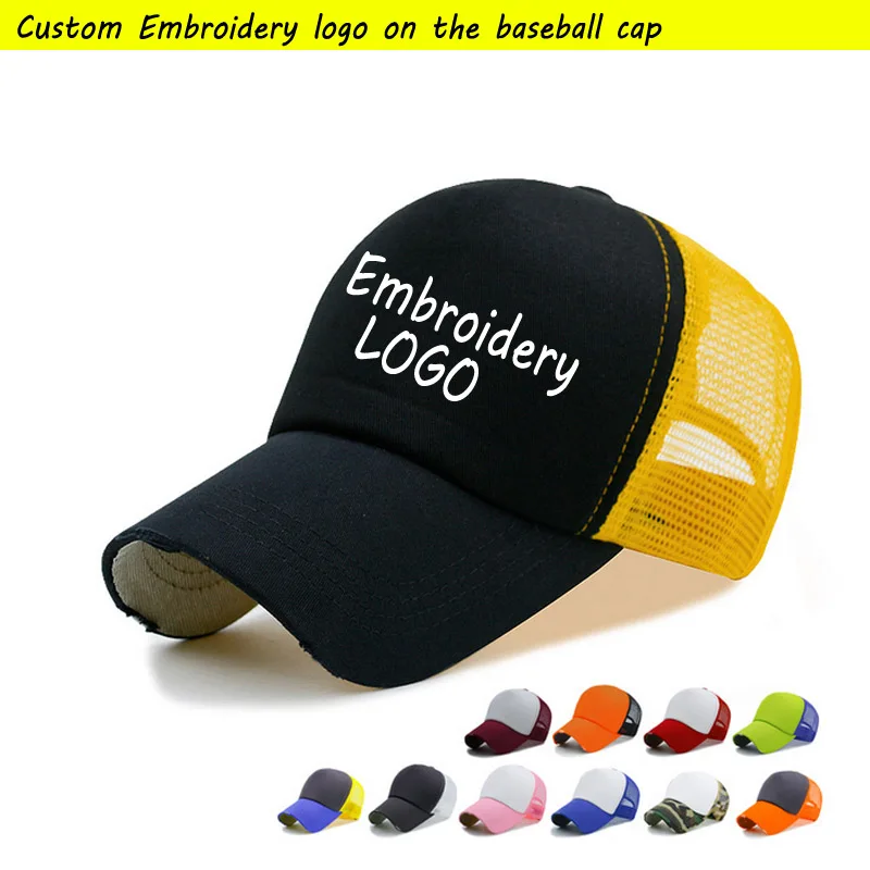 

Factory Custom Embroidery Logo Curved Peaked Hat For Adult Children Curved Visor Motor Car Trucker hats Stitch Logo Snapback Cap