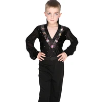 boy latin dance costume stage performance clothing rumba cha cha salsa tango shirt ballroom dance wear for boys