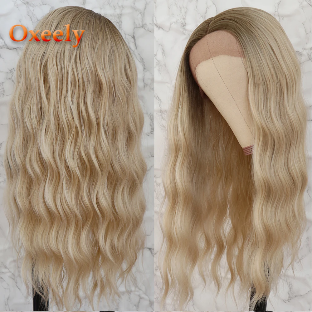 Oxeely Platinum коричневые длинные свободные волнистые парики для волос, свободная часть, волнистые светлые волнистые синтетические парики для черных женщин