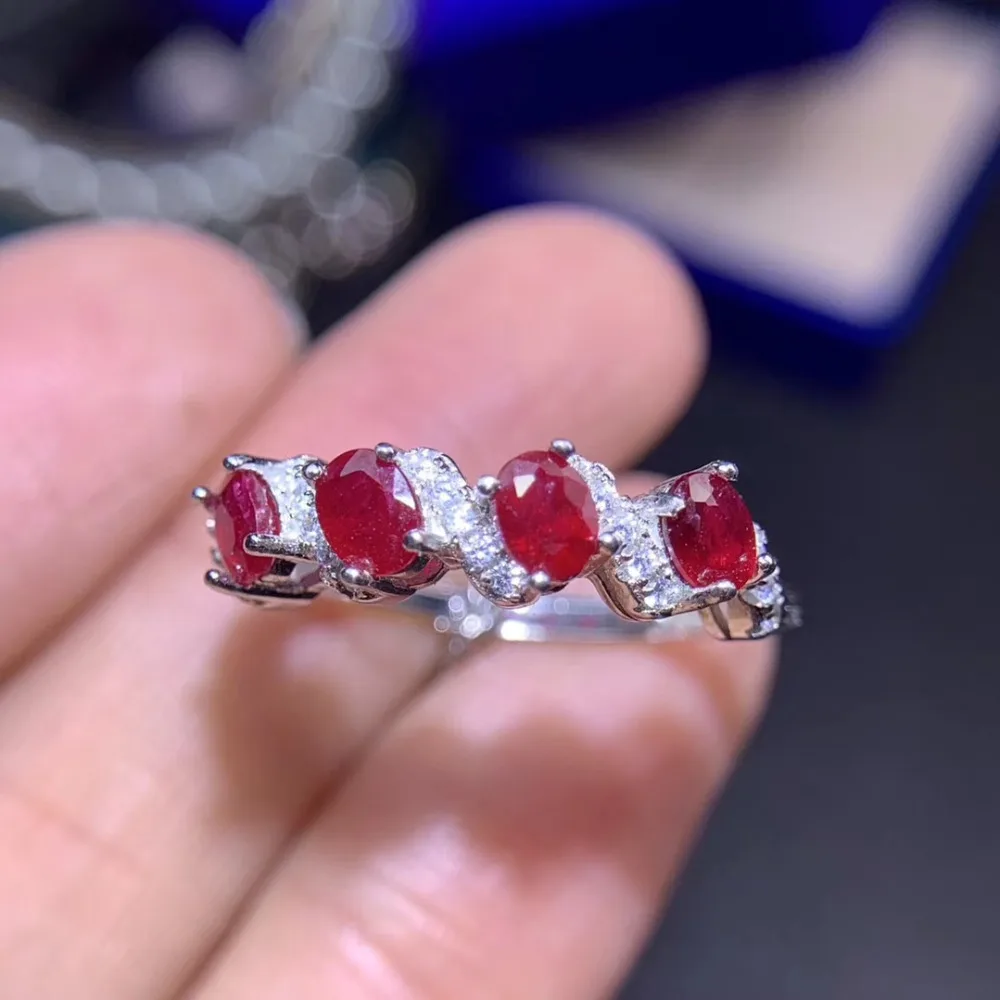 Кольцо с натуральным красным Рубином серебро пробы | Украшения и аксессуары