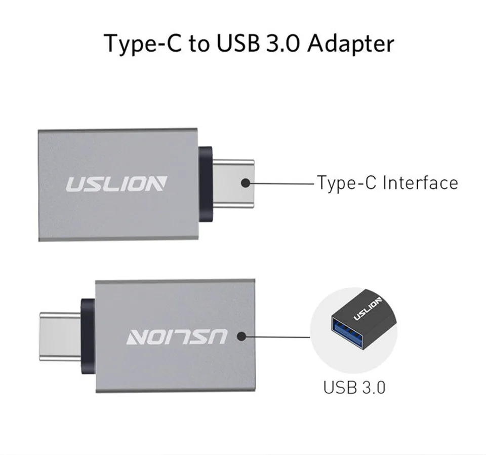 USLION usb type c для Usb 3,0 адаптер OTG type C кабель конвертер для samsung Galaxy S8 S9 OTG адаптер Поддержка передачи данных
