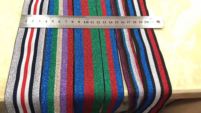 2.5cm/4cm shining rainbow color woven elastic ribbon band YG0824A | Дом и сад
